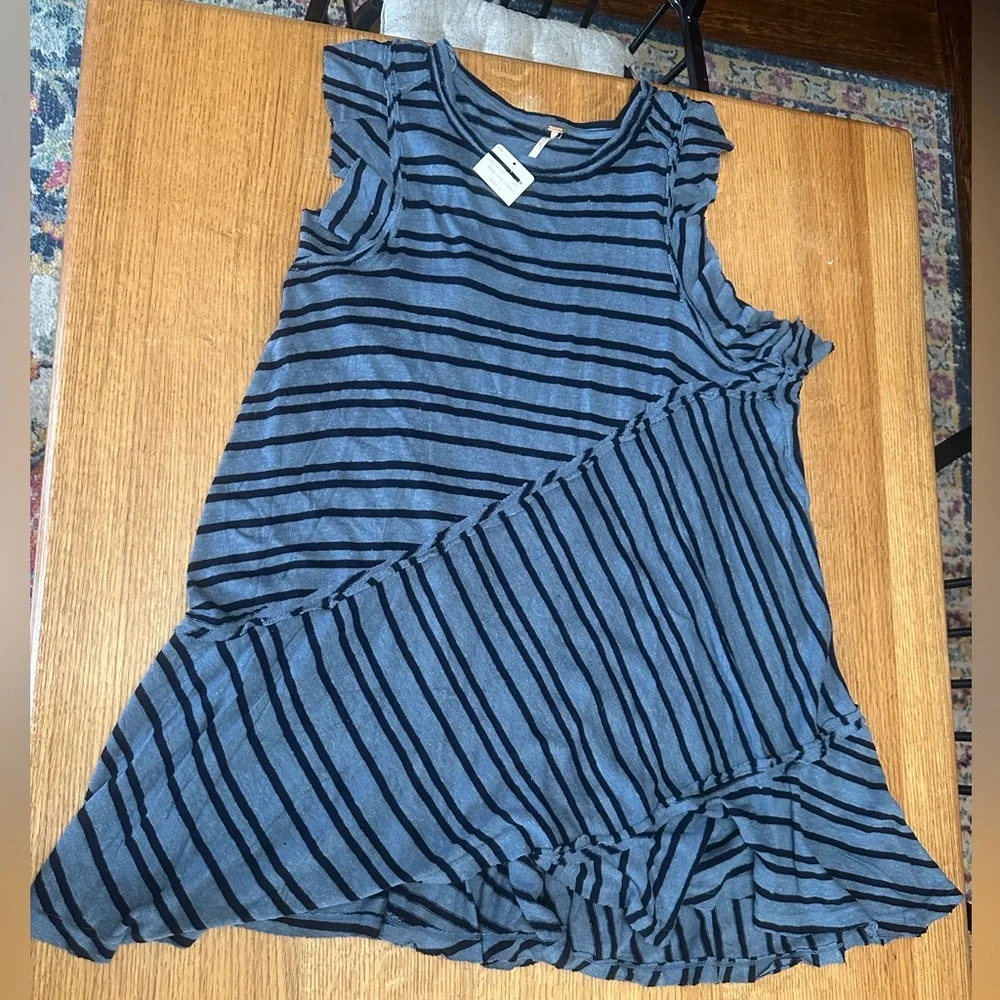 Free People NWT Between The Lines Tunic deep sea combo sz L 23” p2p